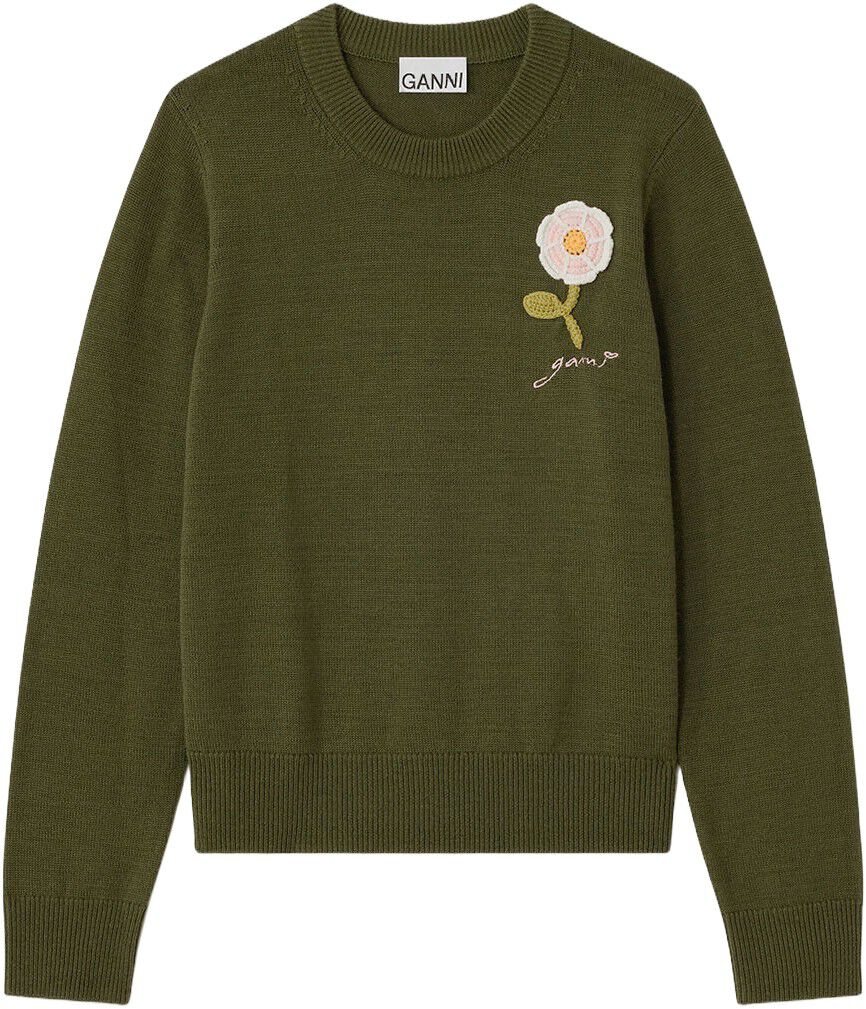 Crochet Applique Merino Sweater