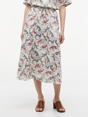 Pure Linen A-Line Midi Skirt