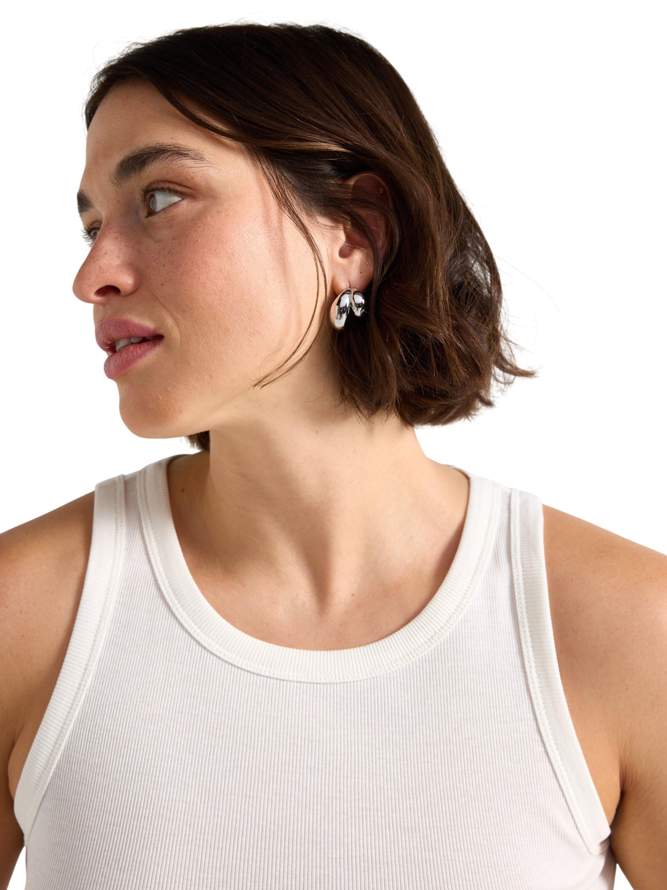 Ribbet tanktop i bl&oslash;d og elastisk b