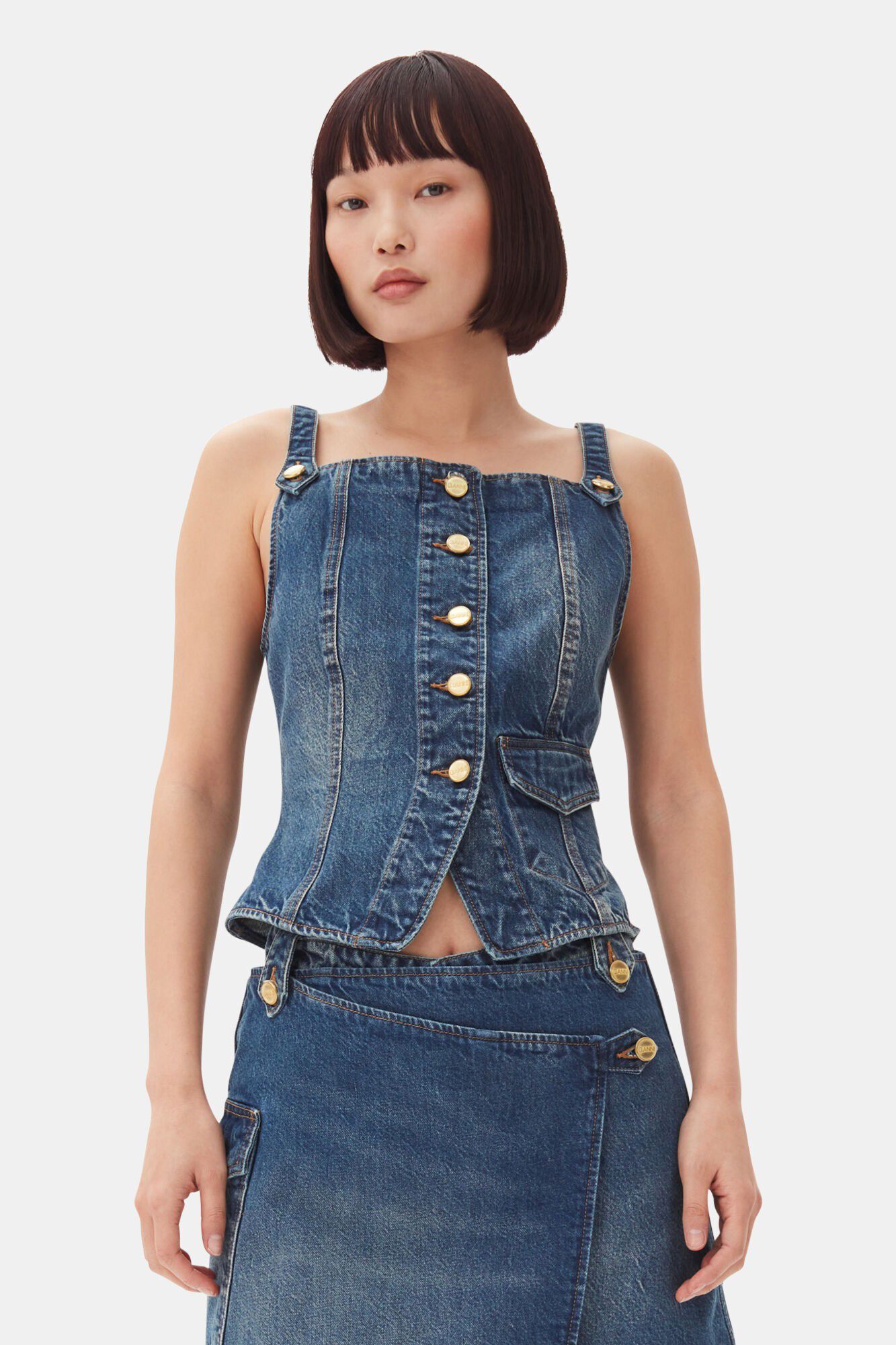 Heavy Washed Denim Top