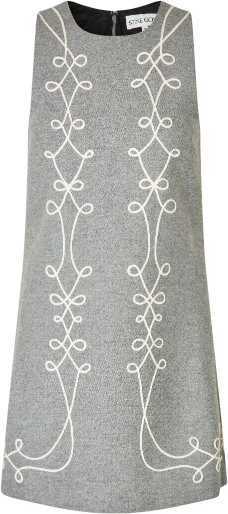 2490 Felt Twill Embroidery, Embroidered Sleeveless Mini Dres
