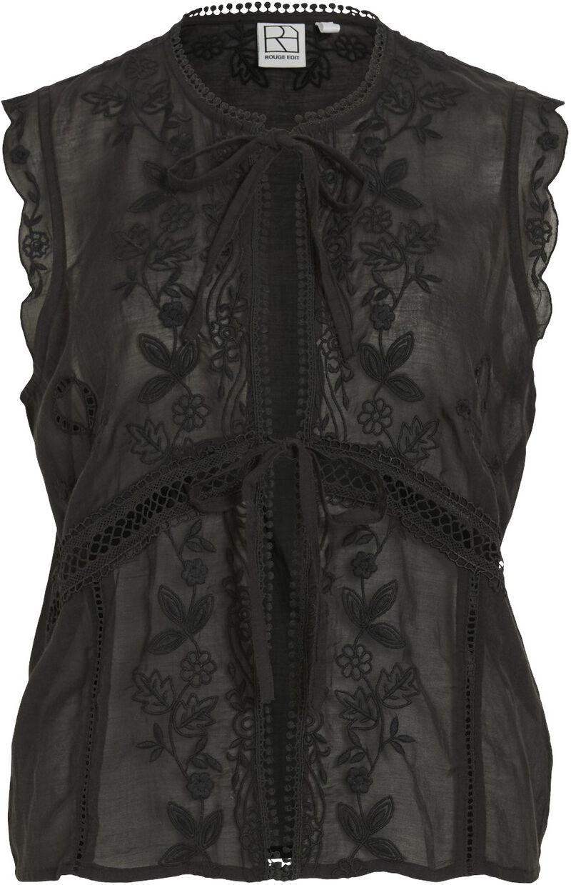Rouivy S/L Tie Neck Top