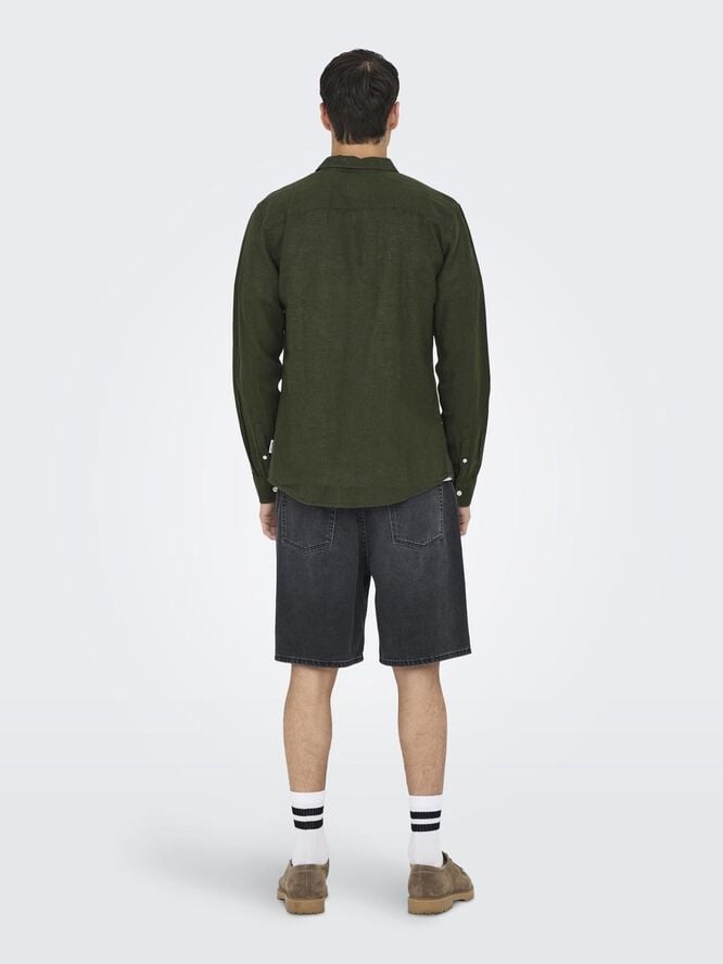 ONSCAIDEN LIFE LS SOLID LINEN SHIRT