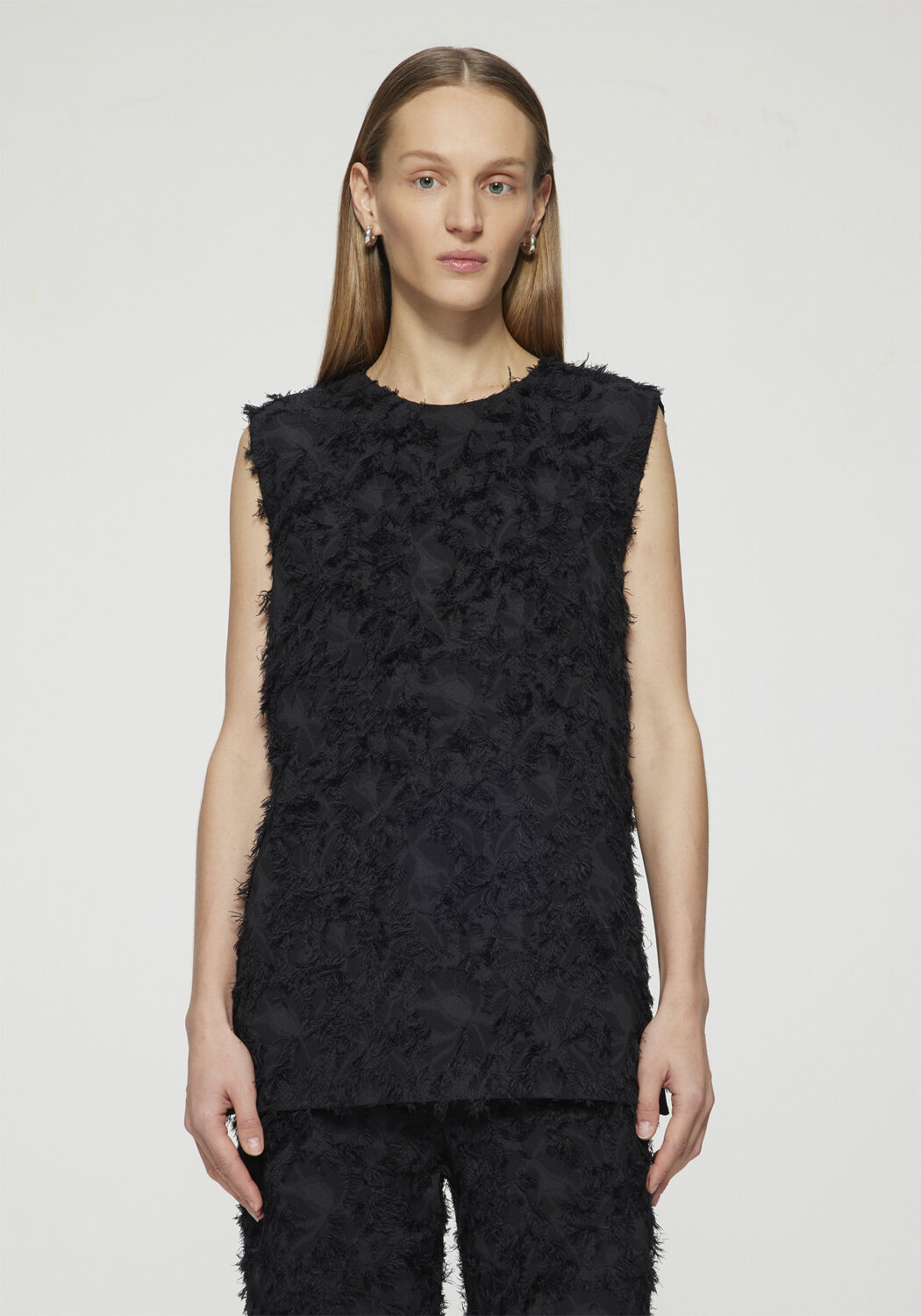 Fringed jacquard top