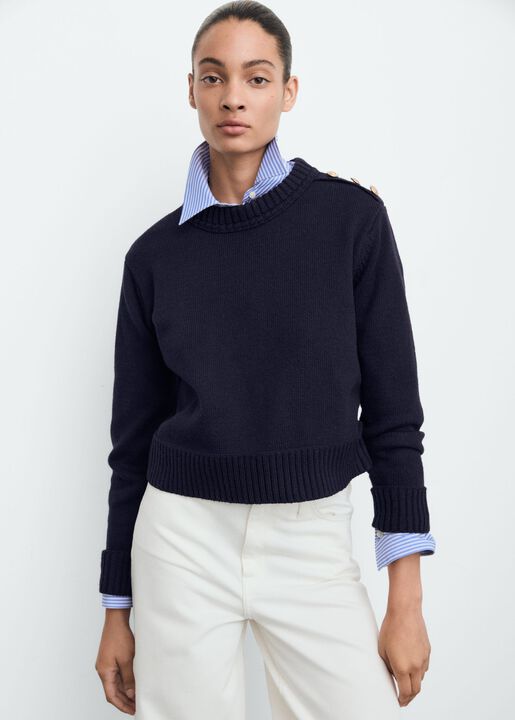 Knitted sweater with jewel buttons