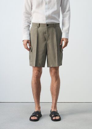 Modal cotton cargo bermuda shorts