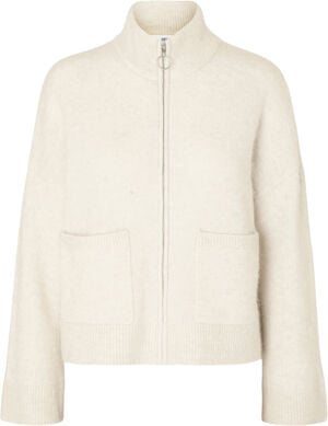 SLFSIA RAS LS ALPACA BLEND KNIT ZIPPER CARDIGAN