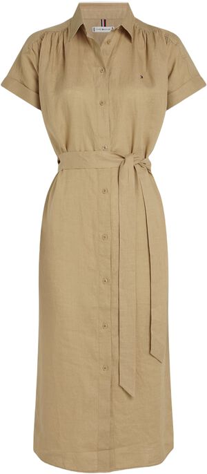 ESS LINEN S/S MIDI SHIRT DRESS