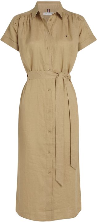 ESS LINEN S/S MIDI SHIRT DRESS