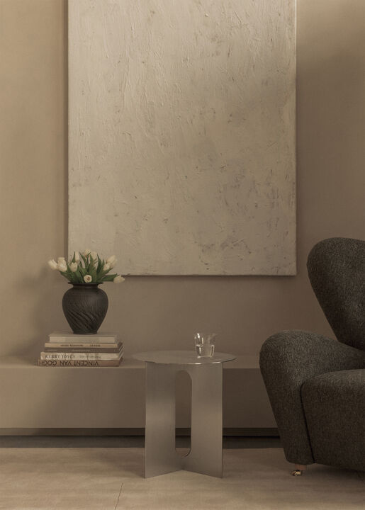 Androgyne Side Table, Base, Brushed Steel