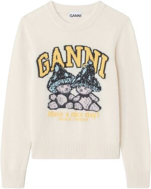 Graphic Wool Sweater Teddy Mushroom