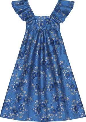 3D Jacquard Ruffle Midi Dress