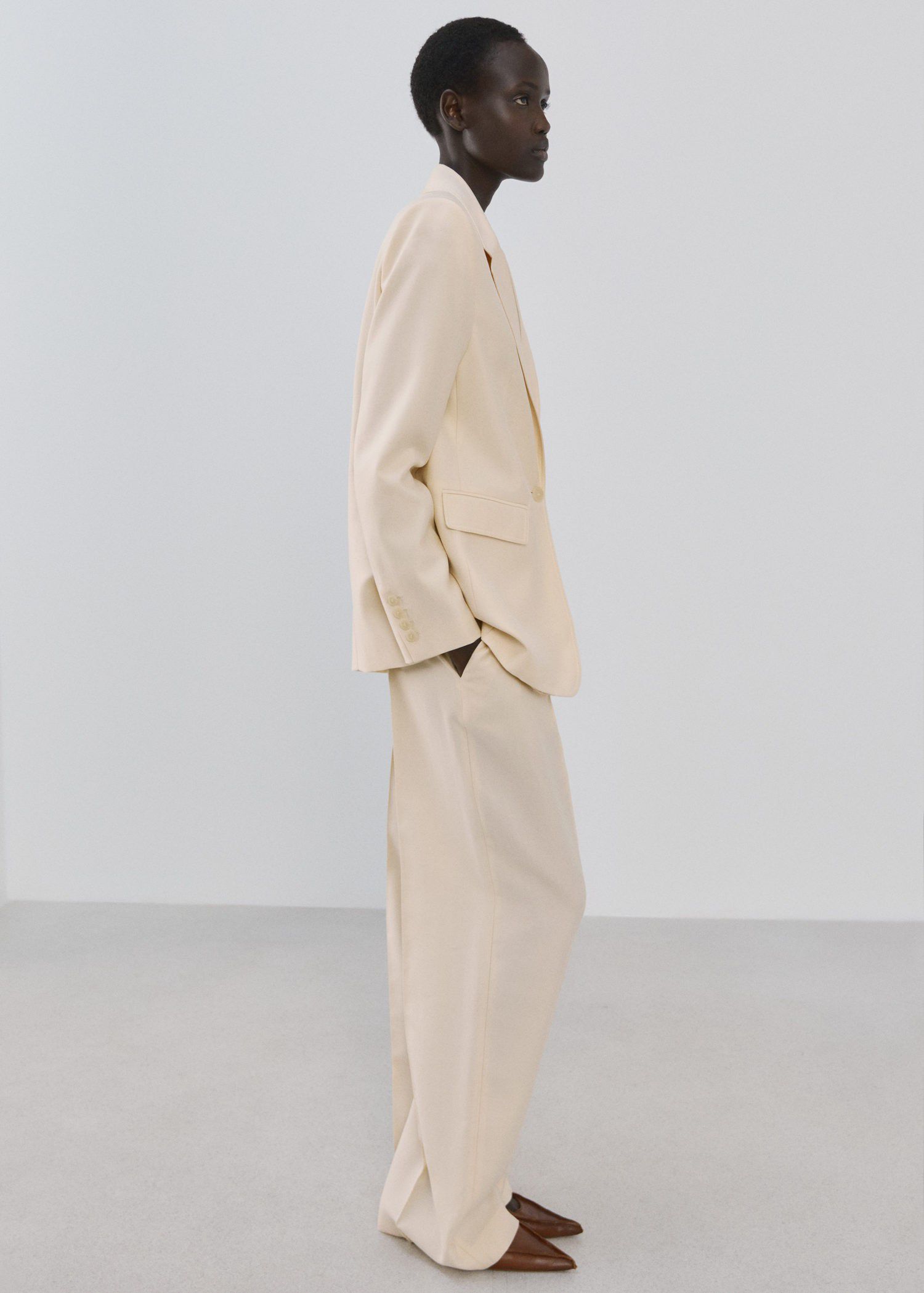 Low-rise lyocell trousers