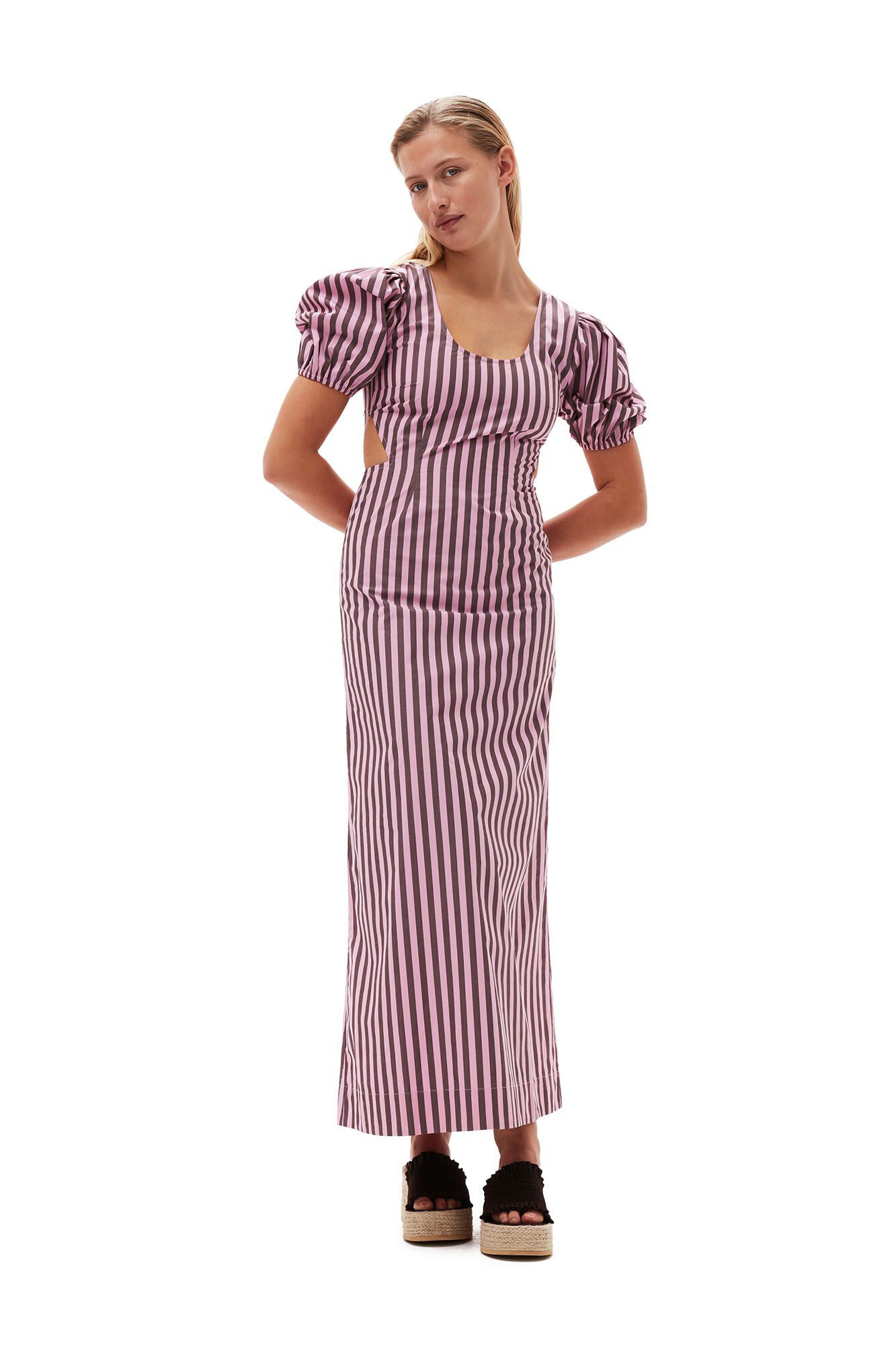 Stripe Cotton Cutout Dress