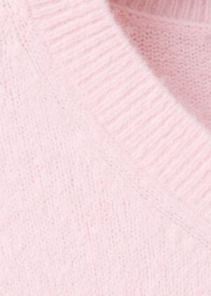 Striped knit jumper with V-neck