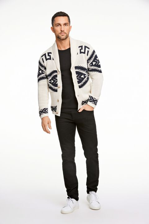Shawl collar intarsia cardigan