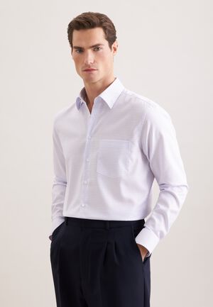 Business shirt Regular 1/1 Covered-Button-Down-Collar Check