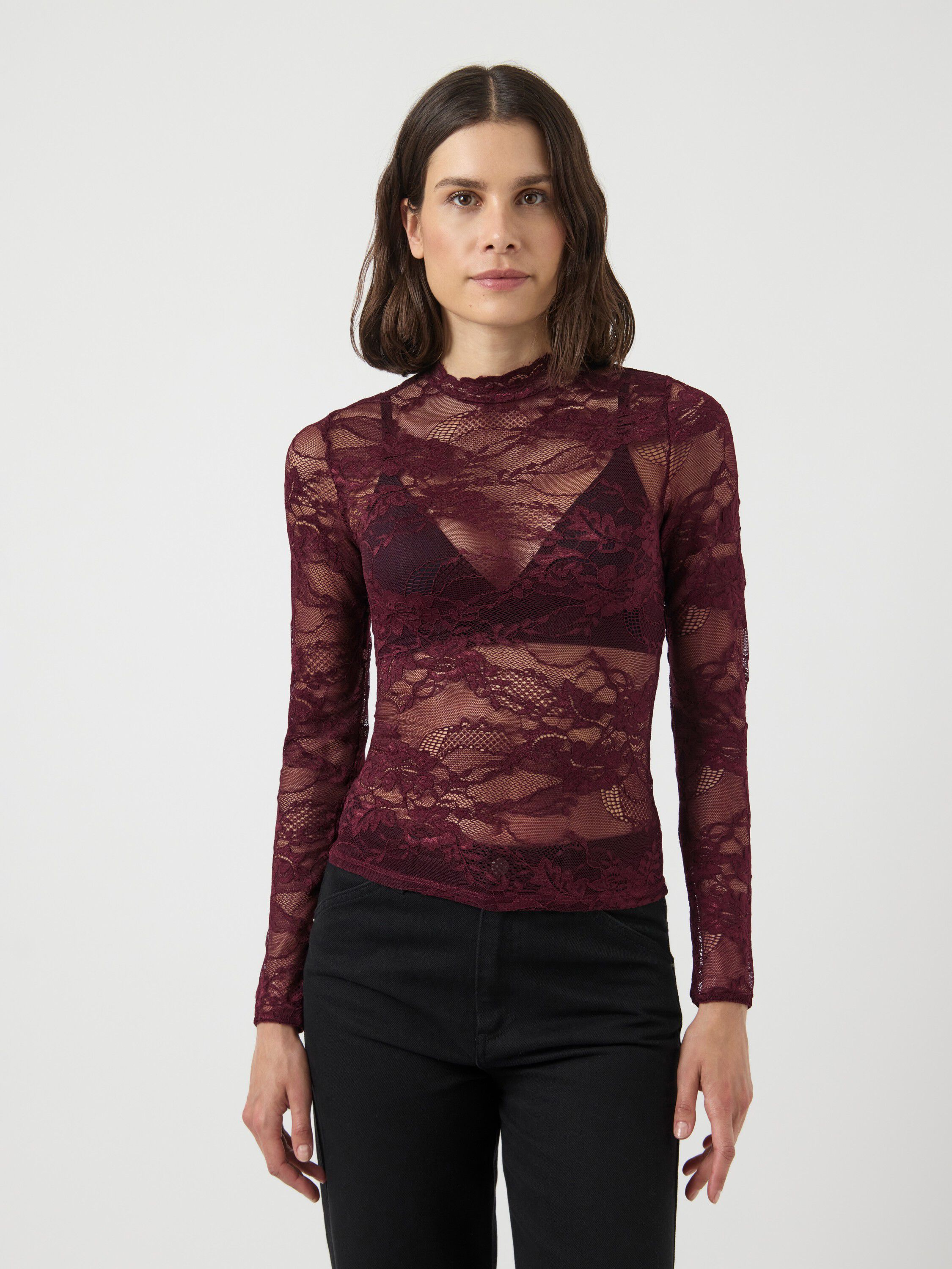 YASLACEY LS LACE TOP S. NOOS