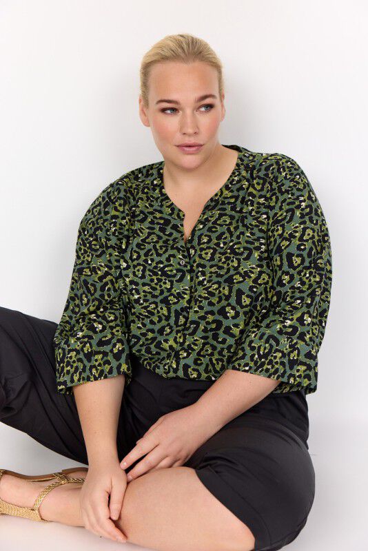 Curvy WA-MELINA 2 Bluse M&oslash;rkegr&oslash;n