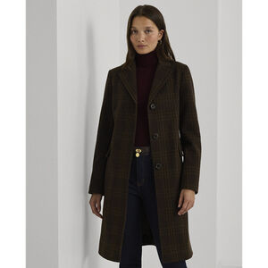 LODEN PLAID WOOL-WOOL SB REEFER 38