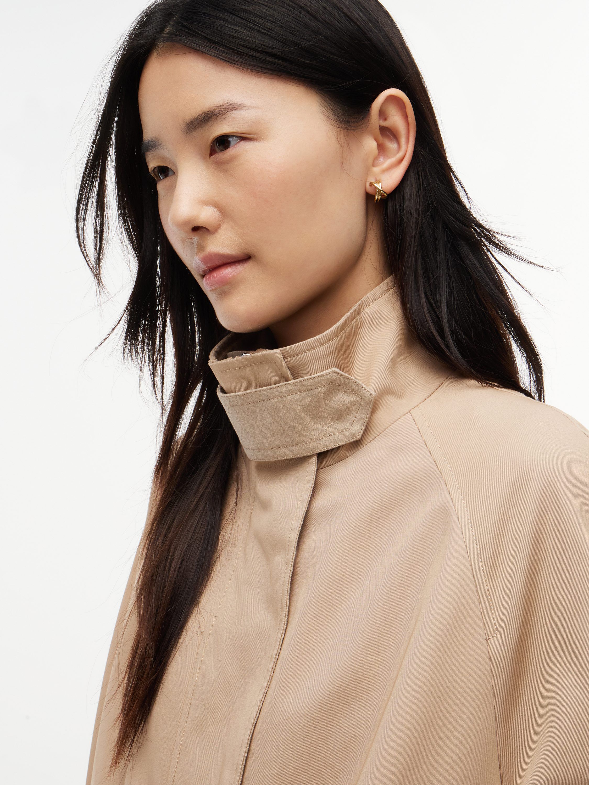 Flag Jacquard Twill Relaxed Cape Coat