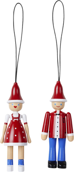 Julepynt Jule Ole & Jule Lise rød/blå/hvid