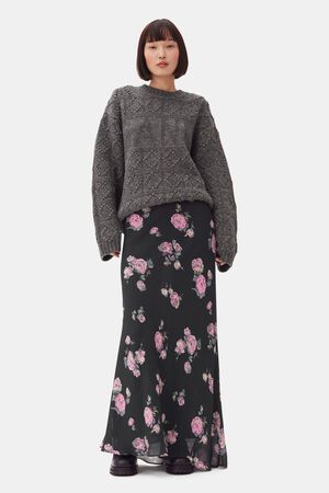 Fluid Crepe Maxi Skirt