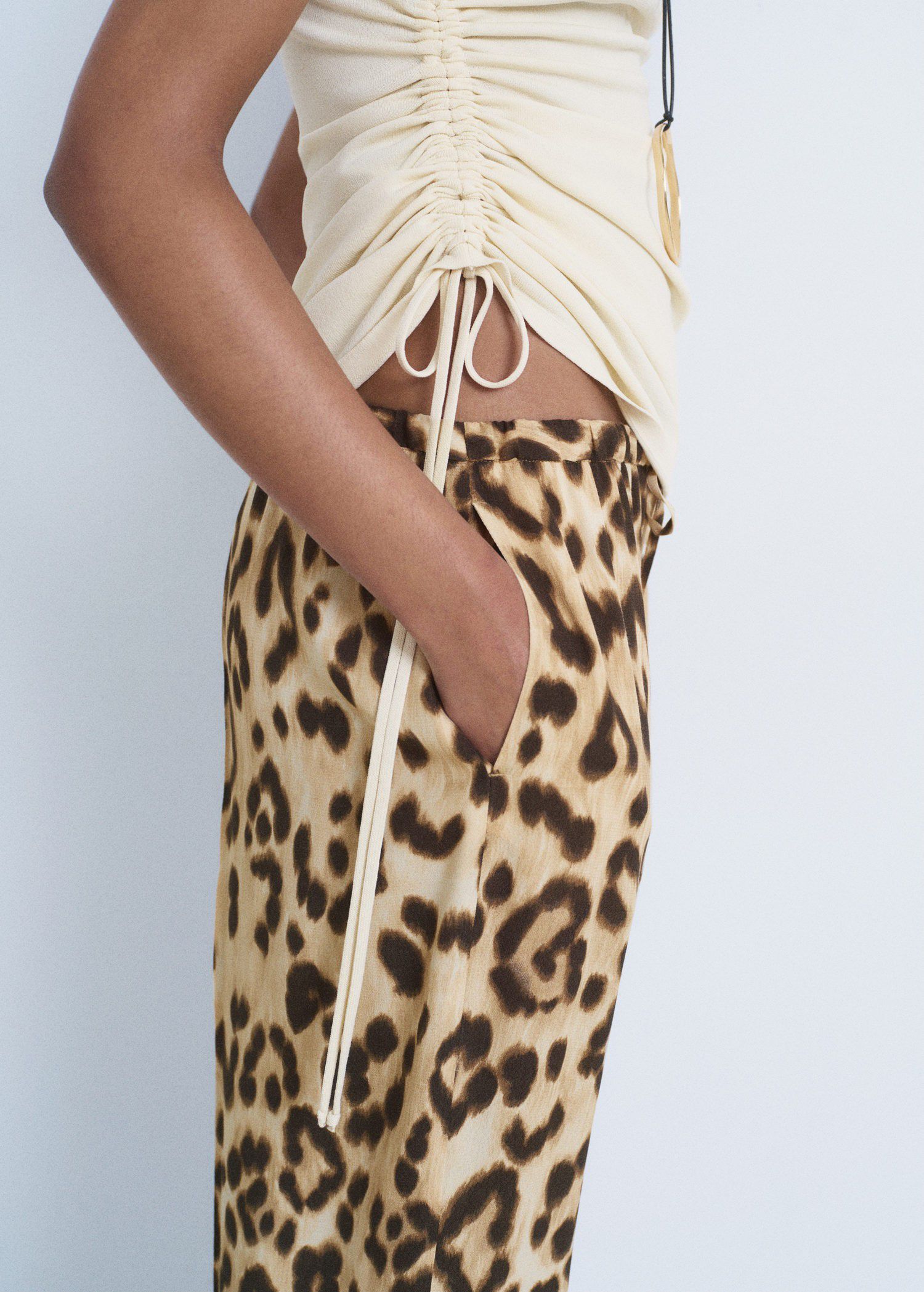 Fluid animal- print trousers