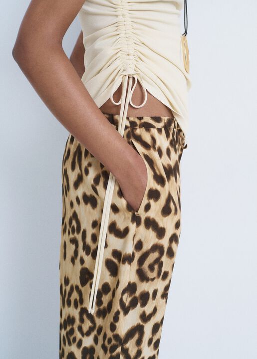 Fluid animal- print trousers