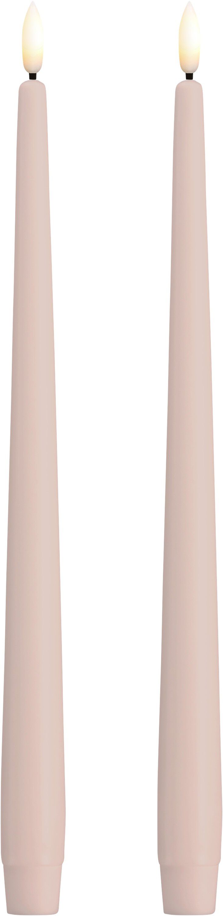 MM LED taper candle, Silk, Slim, Light rose, 2-pack, 23x300