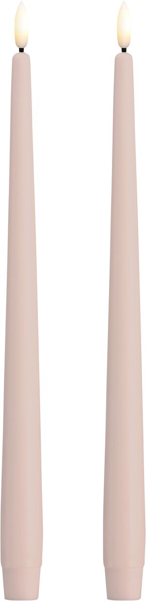 MM LED taper candle, Silk, Slim, Light rose, 2-pack, 23x300