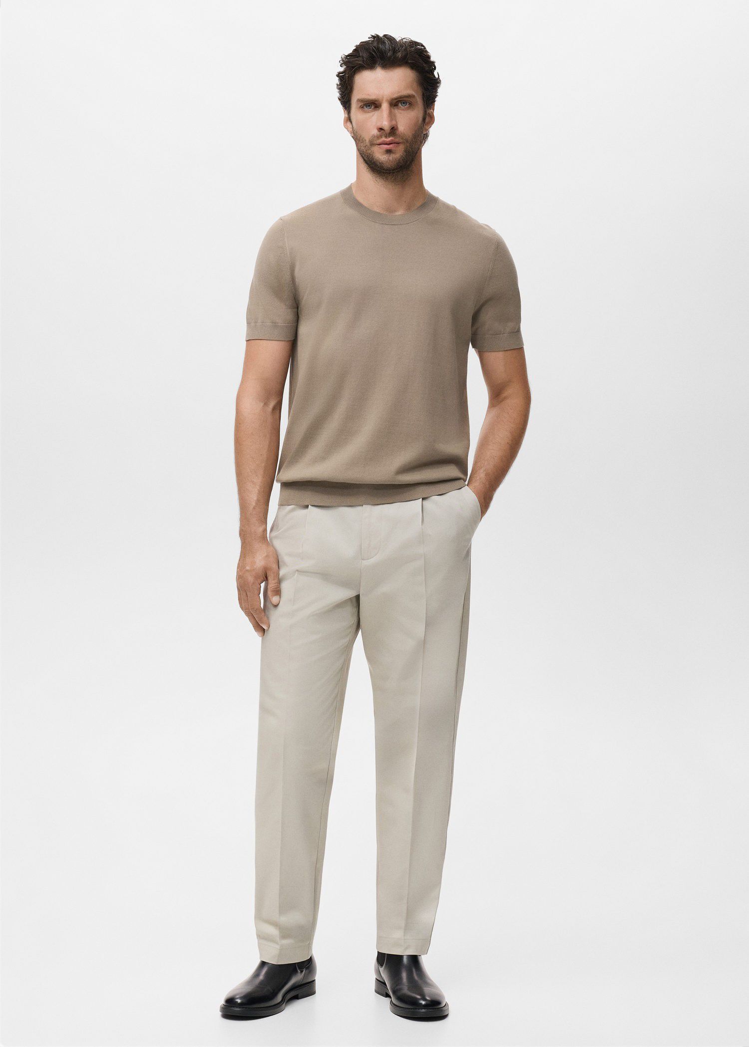 Cotton fine-knit t-shirt