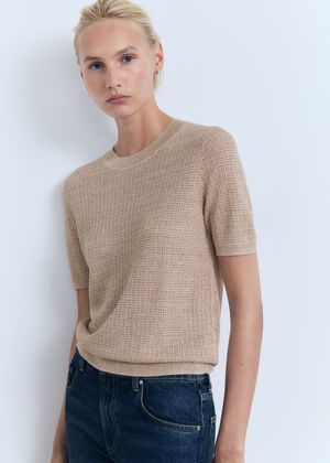 Short-sleeved lurex sweater
