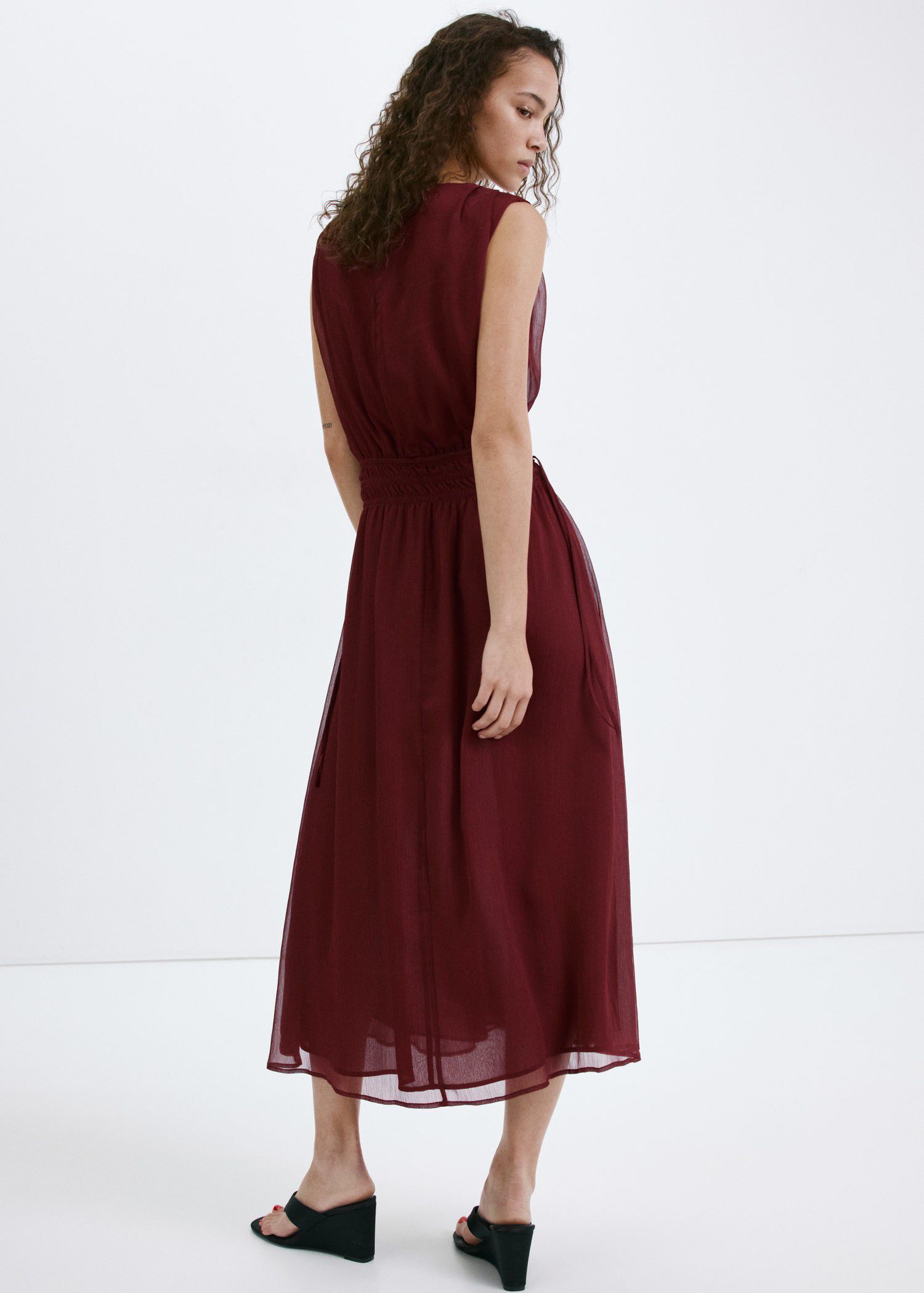 Flowy dress with gathered waist