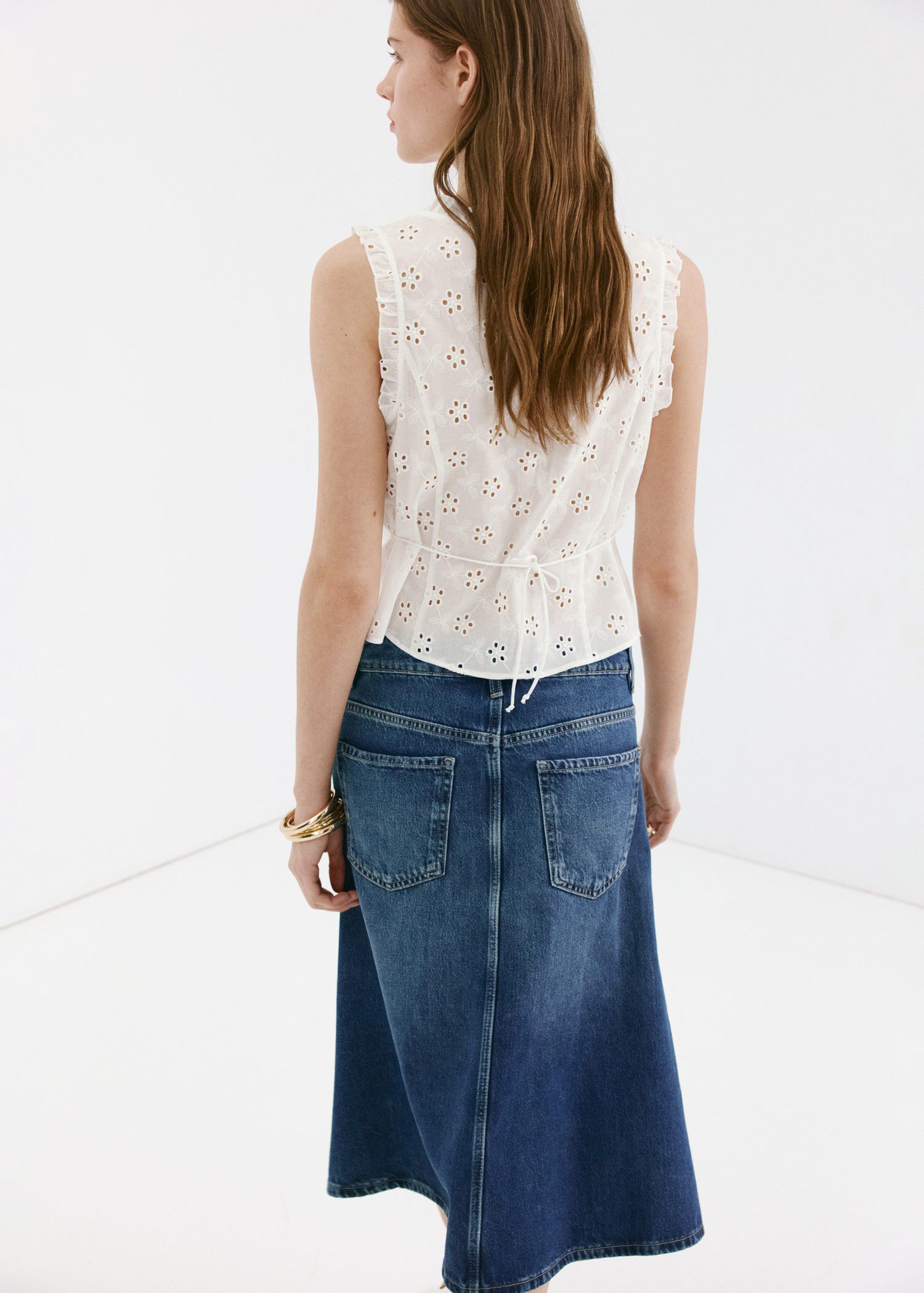Cotton blouse with broderie anglais