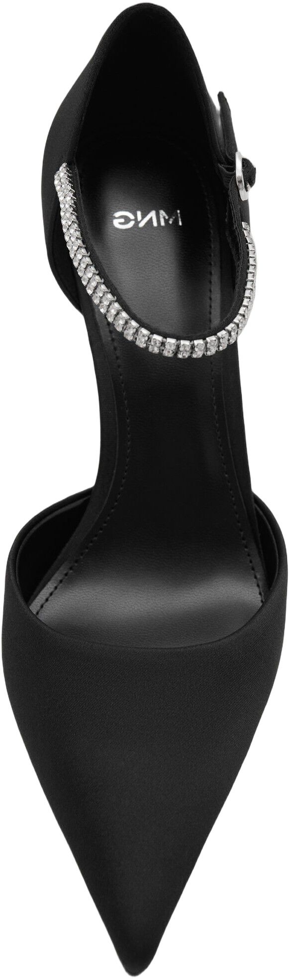 High heel shoe with rhinestone stra