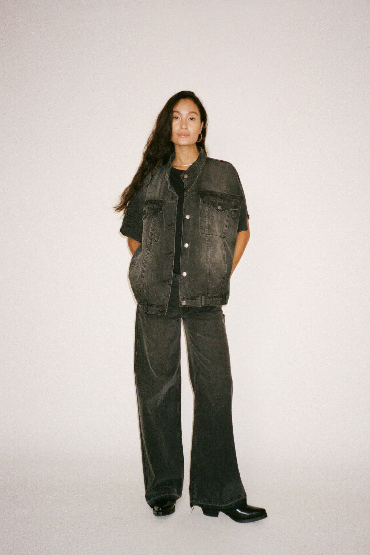 Denim black straight pants - Fellin