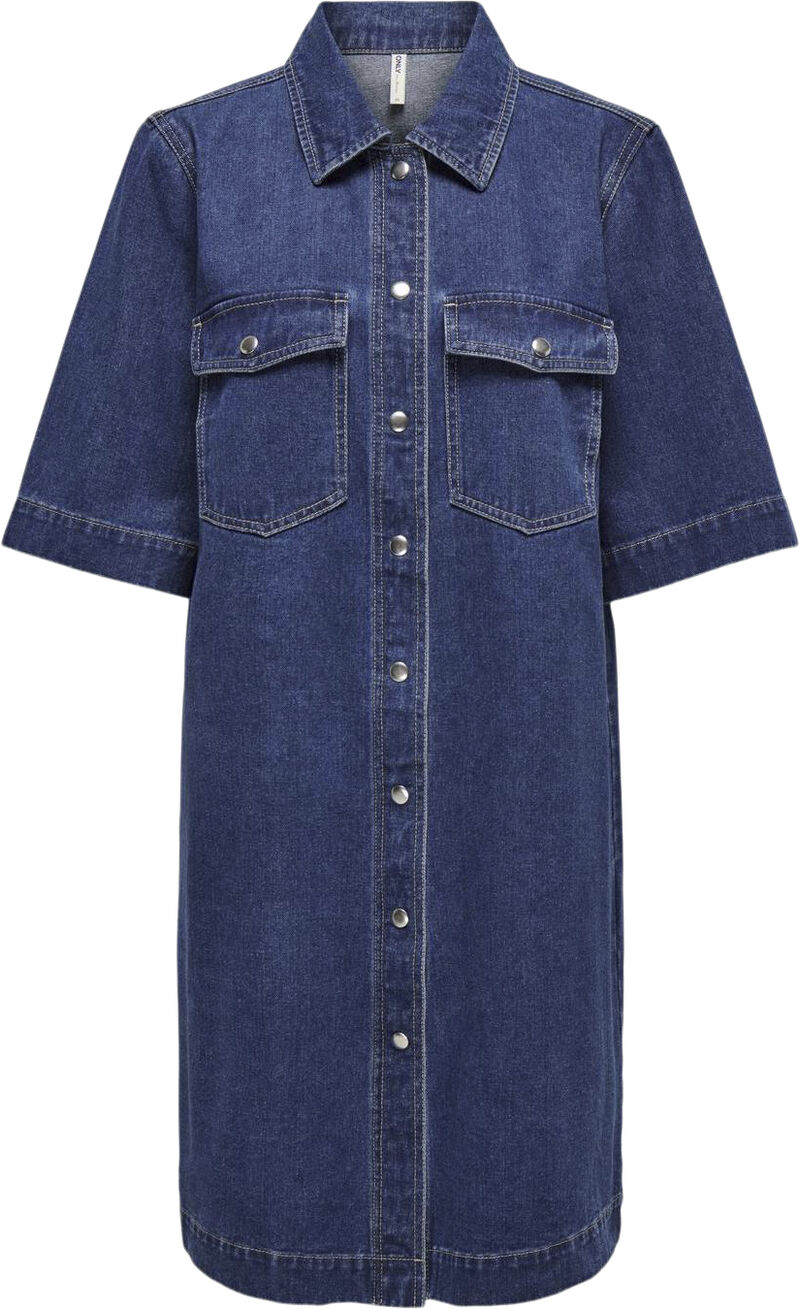 Onlbelle S/S Button Dress Dnm Gua N