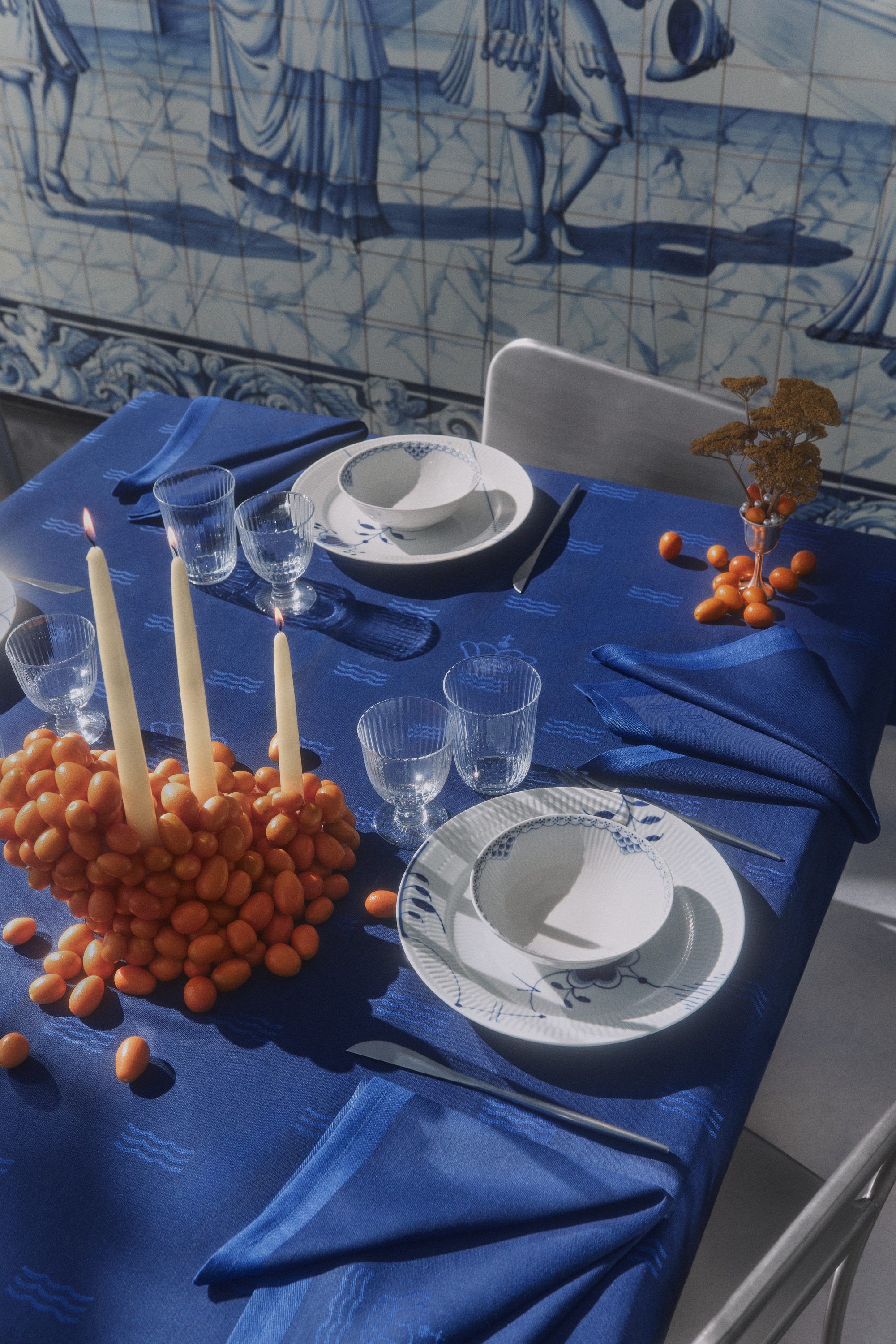 Waves serviet, bl&aring; 44X44, 2stk