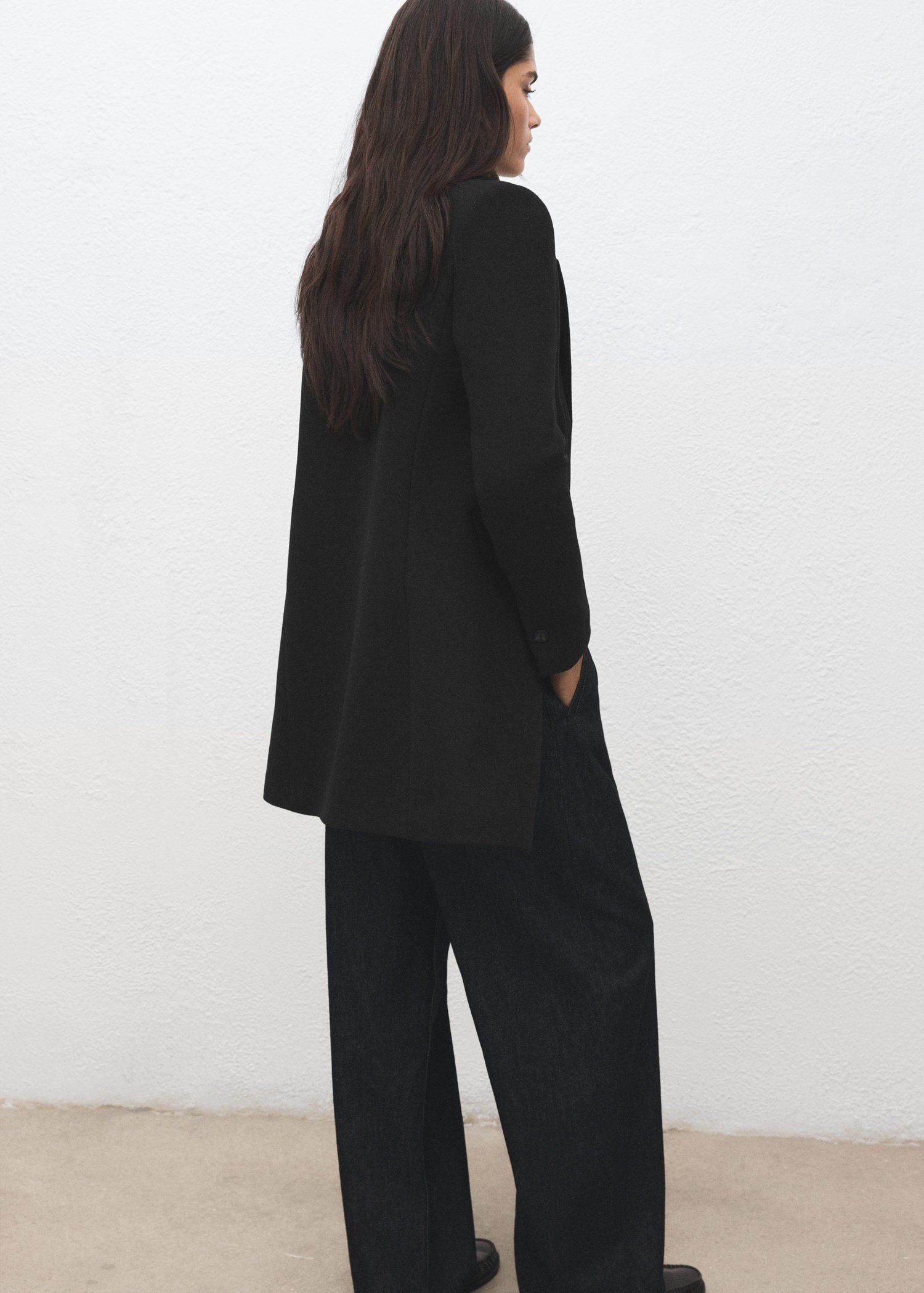 Double-breasted wool blend coat