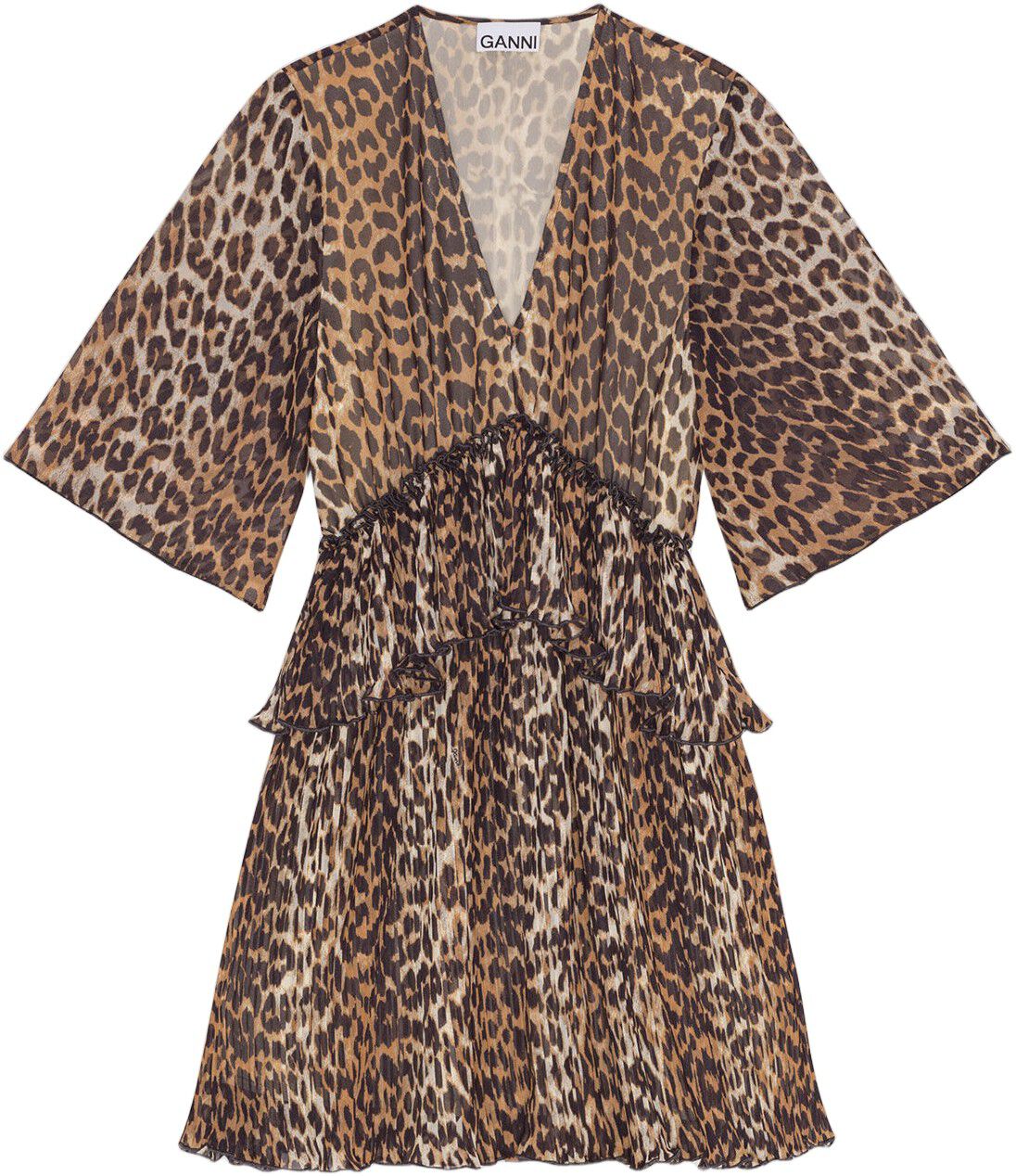 Pleated Georgette V-neck Flounce Mi