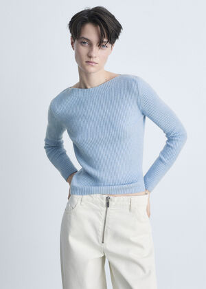 Boat neck ribbed sweater