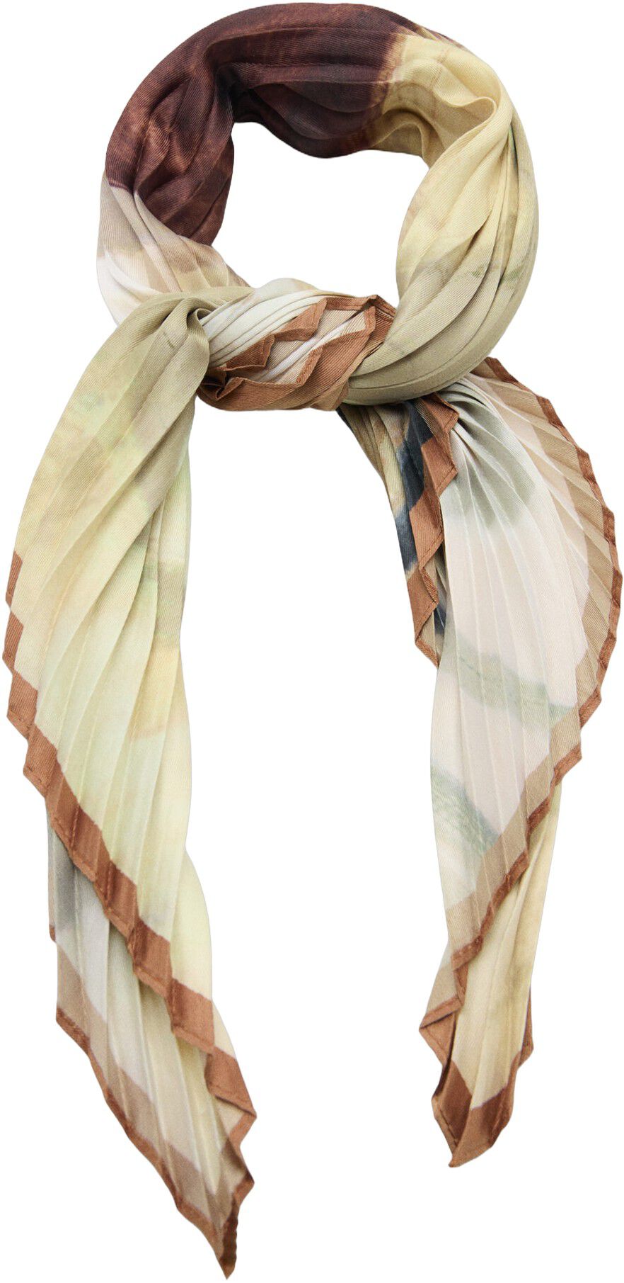 Printed pleated scarf