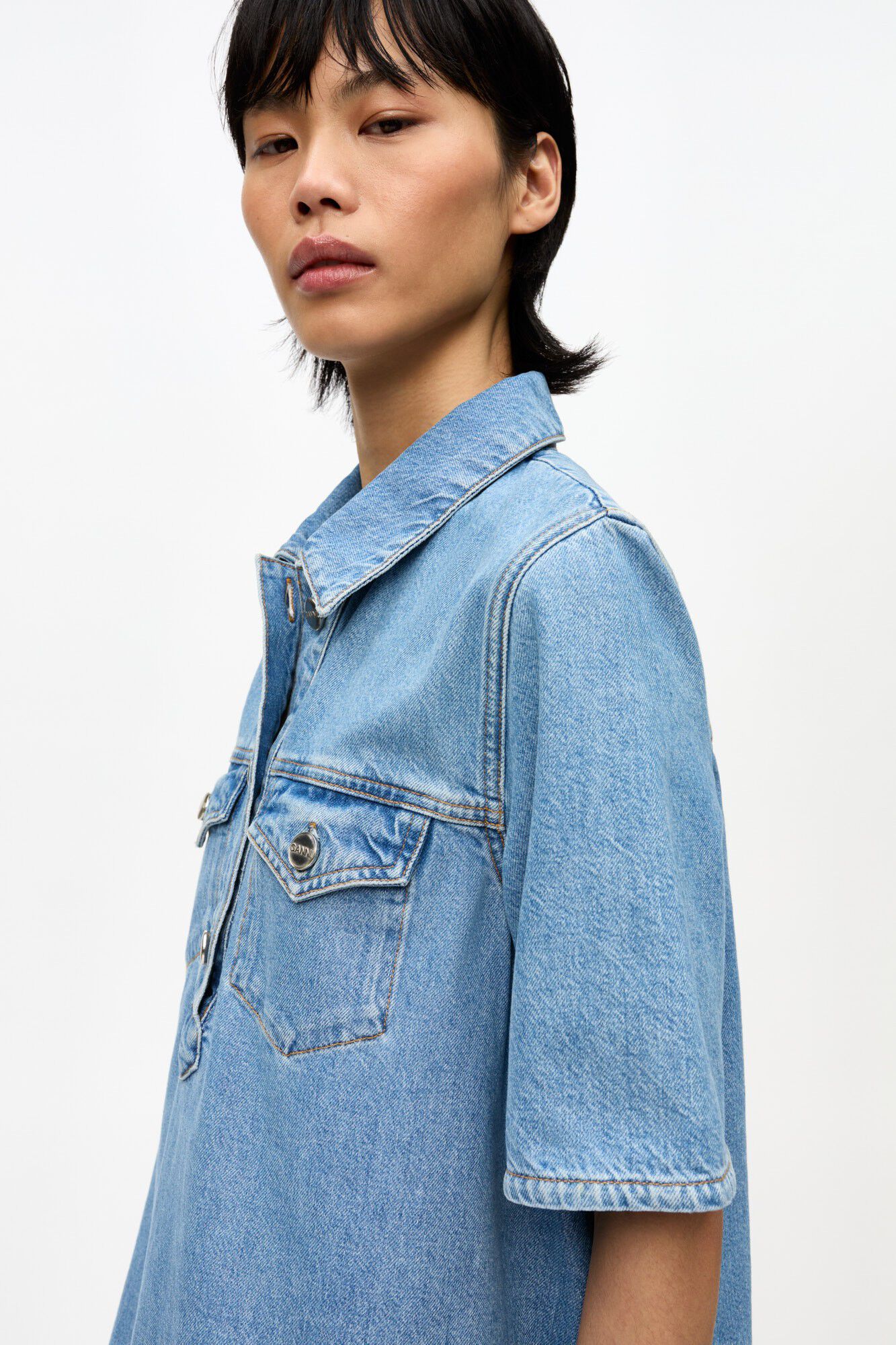 Broderie Anglaise Denim Mini Dress