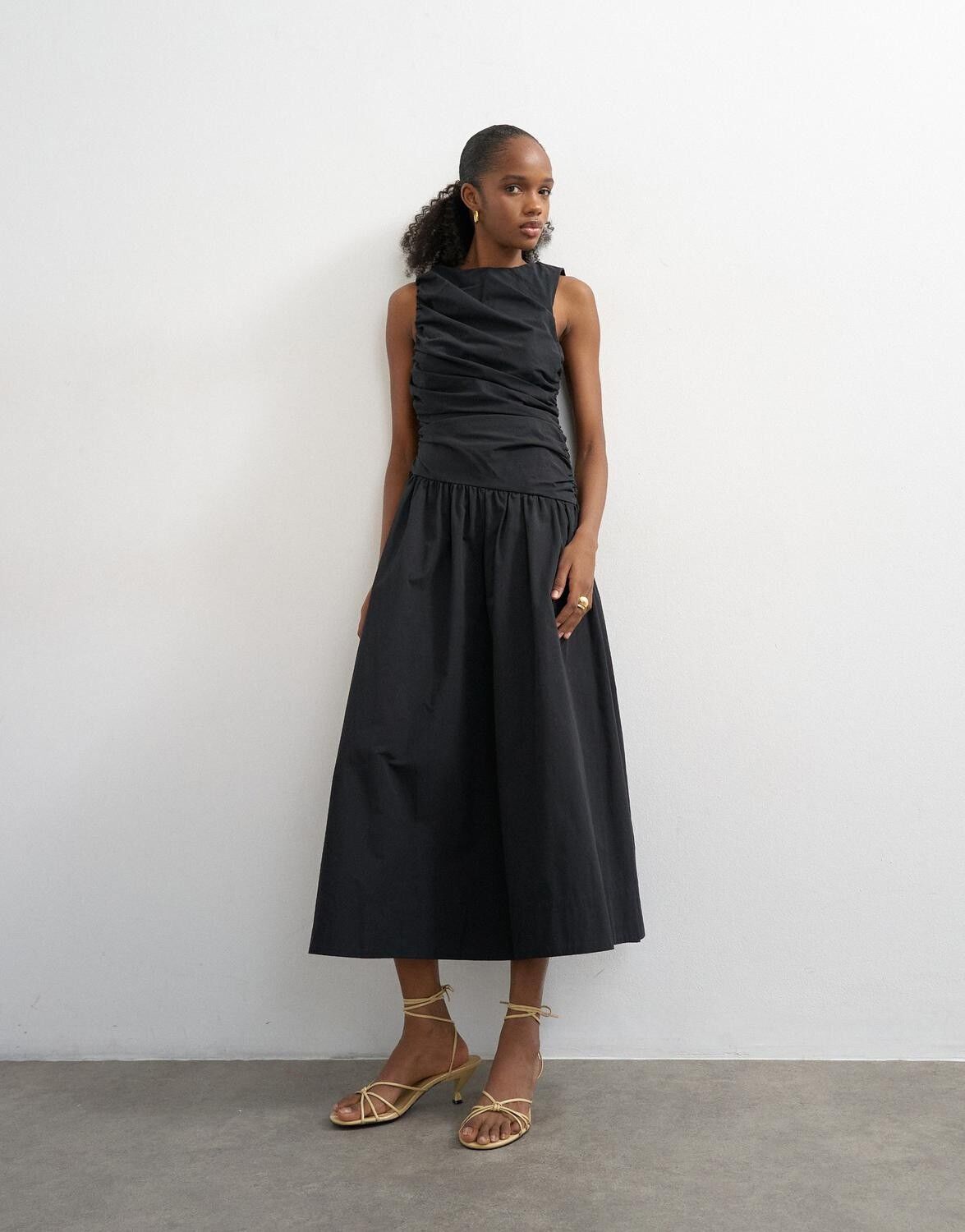 TSCAROS POPLIN RUCHED MAXI DRESS WV