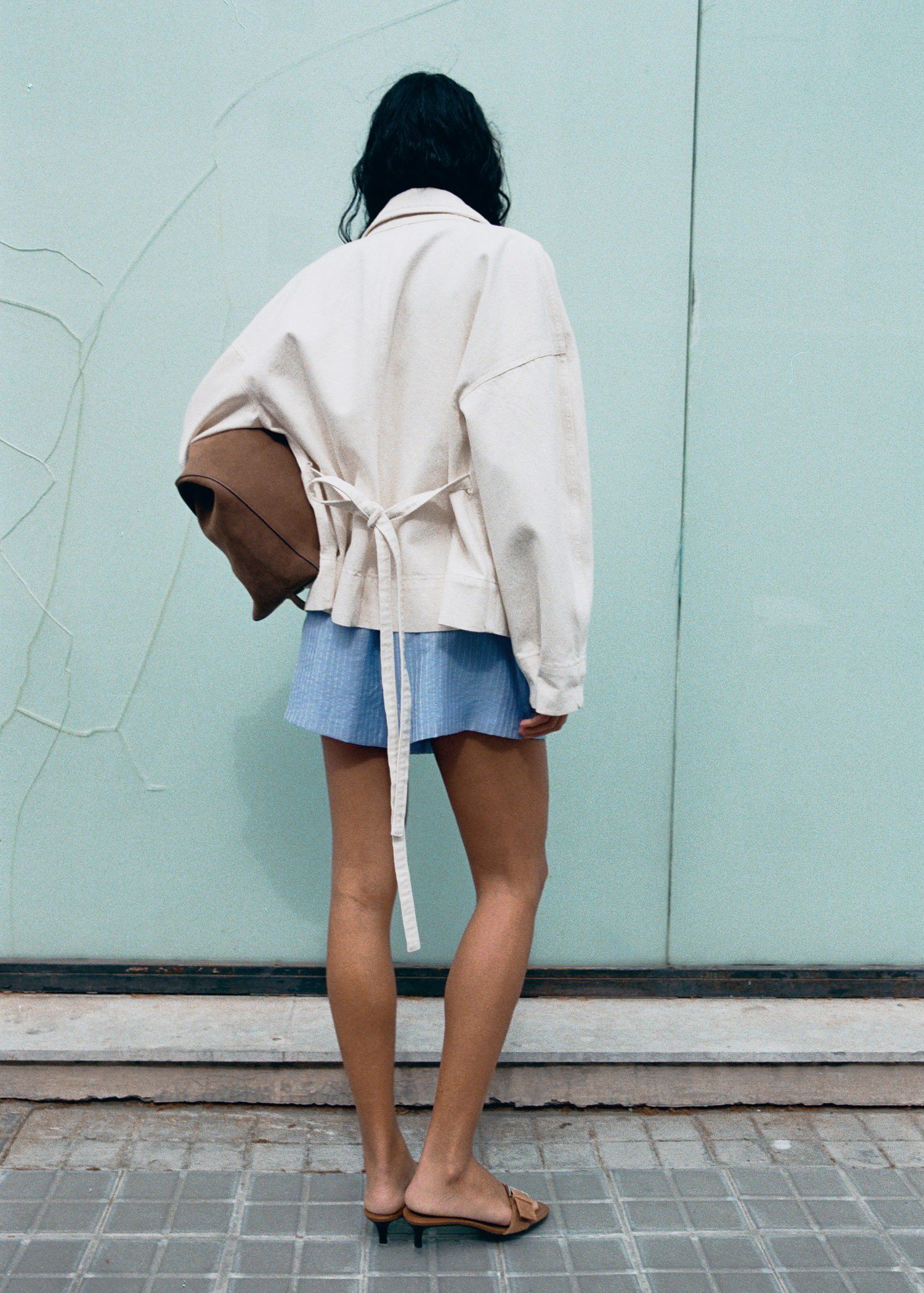Striped lyocell shorts
