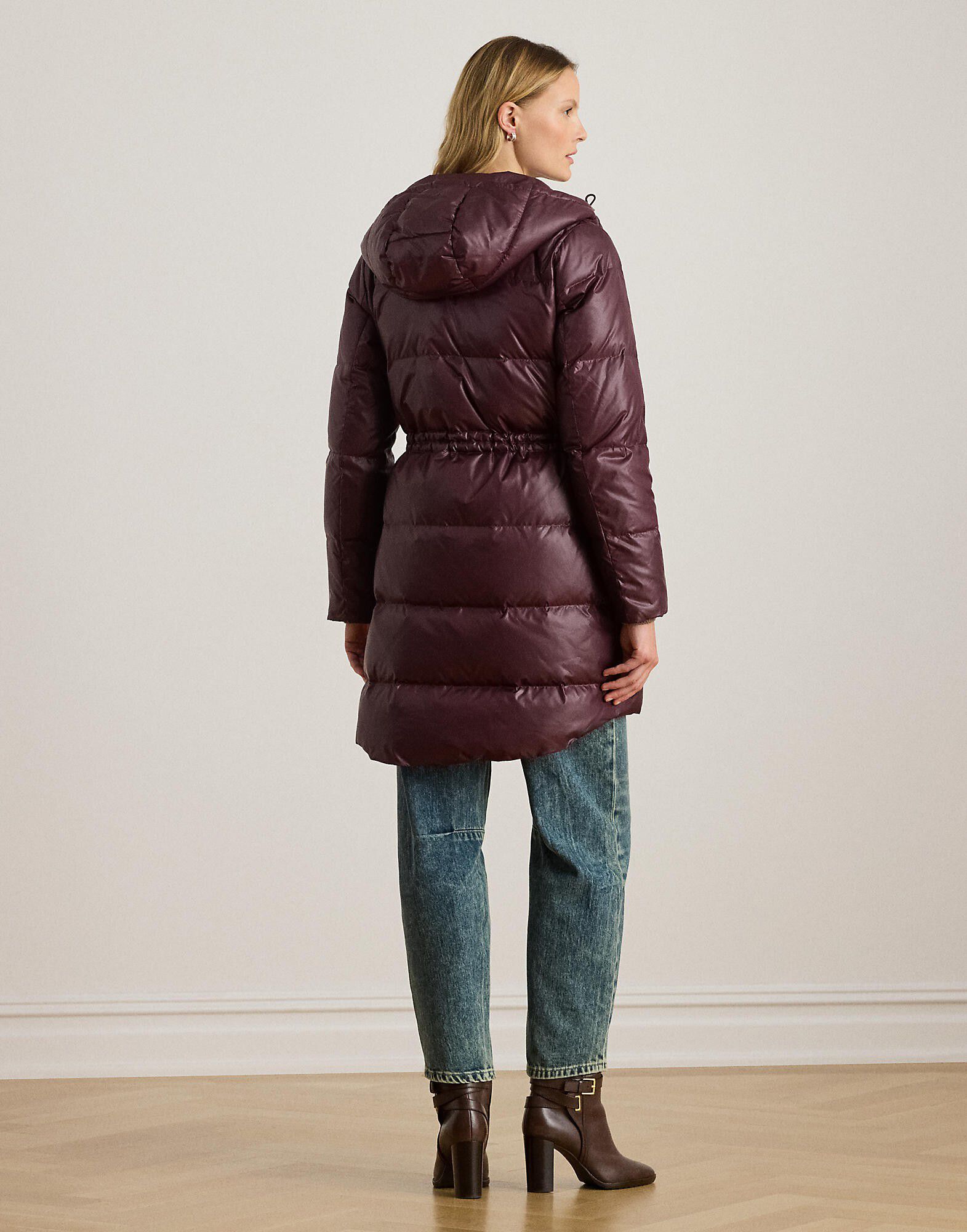 Hooded Channel-Quilted Down Coat