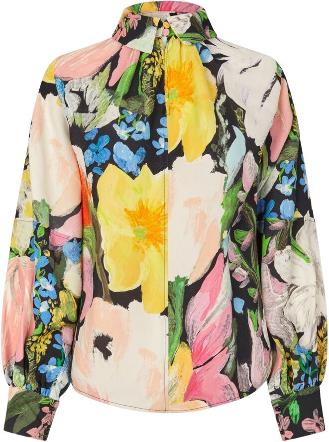 2436 Heavy Dry Viscose, Gathered Long Sleeve Top