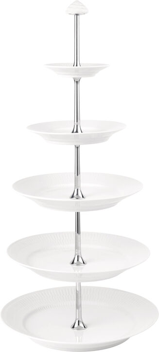 Hvid Riflet Étagère, 5 Lag