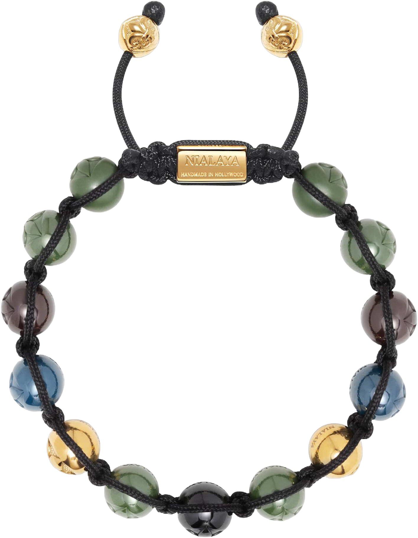 Men's Beaded Bracelet with Multicolored Ceramic & Gold Balls